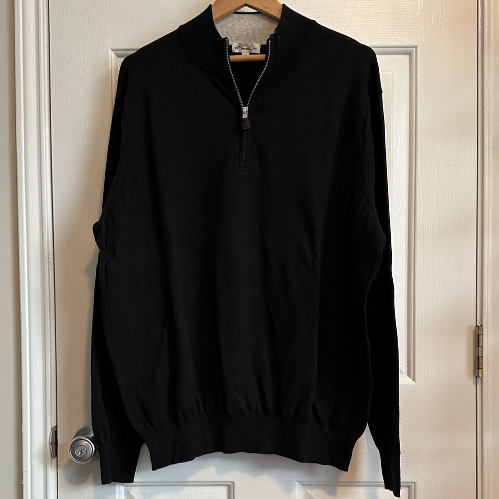 NWOT Peter Millar Classic Black Zip-Up Men's Sweater